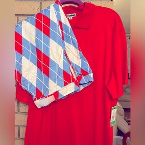 MEN'S AMERICAN ARGYLE GOLF KNICKERS WITH RED POLO & GOLF SOCKS